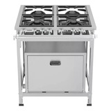 Fogão Industrial Inox 4 Bocas Com Forno - 90 Lts Cristal Aço