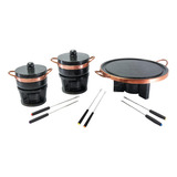 Fondue 1 Chapa 32cm + Pan 500e800 Ml + 6 Garfinhos + Curado