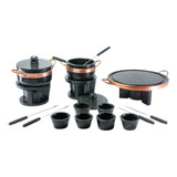 Fondue 1 Chapa27cm+panelas 500e800ml+6cumbucas+6garf+ Curado
