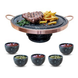 Fondue De Pedra Sabão Para Carne 23cm Curado + 5 Tigelinhas