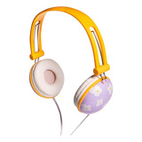 Fone De Ouvido Feminino C/ Microfone Headset Positive Vibes Cor Amarelo E Lílas