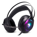 Fone De Ouvido Gamer Feir Premium Headset Gaming Rgb, Usb Pc Bass Leds Ps3, Note, Computador, Online, Fortnite, Cyberpunk 2077, Free Fire Fr-v1 Preto Com Luz