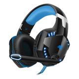 Fone De Ouvido Gamer Headset Knup Com Led Microfone P2 Usb Cor Preto Cor Da Luz Azul