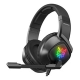 Fone De Ouvido Gamer Onikuma K19 Preto Com Luz Rgb Led