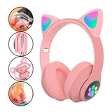 Fone De Ouvido Gamer Sem Fio Cat Orelha Gato Led Feminino