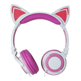 Fone De Ouvido Headphone Orelha De Gato Led Pisca Com Musica