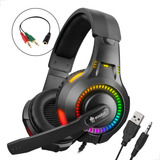 Fone De Ouvido Headset Gamer Microfone Rgb Led Pc Videogame
