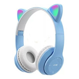 Fone De Ouvido Headset Gamer Ps4 Live Led Gatinho Pc Cel Usb Cor Azul Cor Da Luz Colorido