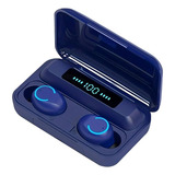 Fone De Ouvido In-ear Sem Fio Vohz Bluetooth Connect F9-5 Azul-escuro Com Luz Led