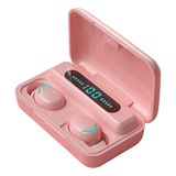 Fone De Ouvido In-ear Sem Fio Vohz Bluetooth Connect F9-5 Rosa Com Luz Led 