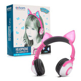 Fone De Ouvido Led Orelha Gato Gatinha P2 Headphone Rosa