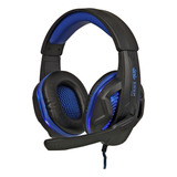 Fone De Ouvido Over-ear Gamer Knup Kp-396 Preto E Azul Com Luz Led