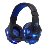 Fone De Ouvido Over-ear Gamer Knup Kp-397 Preto E Azul Com L