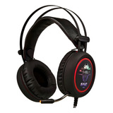 Fone De Ouvido Over-ear Gamer Knup Kp-401 Preto E Vermelho Com Luz Led