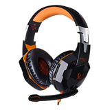 Fone De Ouvido Over-ear Gamer Kotion Gamer G2000 Preto E Laranja Com Luz Led