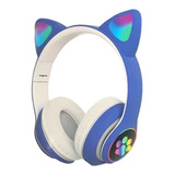 Fone De Ouvido Over-ear Gamer Sem Fio Cat Stn-28 Azul Com Luz Rgb Led