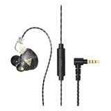 Fone De Ouvido Retorno De Palco Qkz Ak6 Pro Mic Inear Cor Preto
