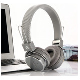 Fone De Ouvido Sem Fio Bluetooth Headphone Sd Mp3 Fm Usb Aux Cor Cinza