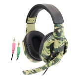 Fone Gamer Headset Camuflado Anti Ruido Microfone P3 Usb Led Cor Da Luz Azul