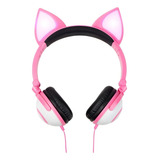Fone Gatinho Com Orelha Led P3 Cor Rosa Cor Da Luz Color