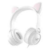 Fone Headset Kitty Ear - Orelha De Gato Branco Com Microfone