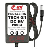 Fonte 9v 200ma Para Pedal Pedaleira Sansamp Tech 21 Dc4 