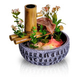 Fonte Agua Cromoterapia Decorativa Mesa Cascata Bambu Resina