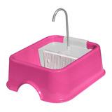 Fonte Bebedouro Gatos Cães Automático Joy Furacão Pet 110v Cor Rosa Quadrada Bivolt 110v/220v