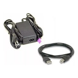 Fonte + Cabo Usb P/ Impressora Hp 2546 Deskjet 22v Plug Roxo