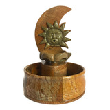 Fonte De Água Artesanal Decorativa Cascata Sol E Lua
