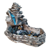 Fonte De Agua Em Resina Pedra Mini Cinza + Bomba Bivolt 