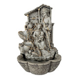 Fonte De Água Sagrada Família Cinza 33,5cm Cascata Decoração