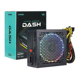 Fonte Gamer Vinik Dash 600w Preto Com Fan Led Rgb Vfg600wpr