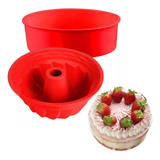 Forma De Bolo Redonda Silicone Forno Freezer Conjunto 2 Peça