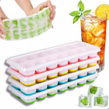 Forma De Gelo Cubo Com Tampa Rígida Flexível Fundo Silicone