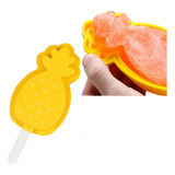 Forma De Sorvete E Picolé De Silicone Com Palito Abacaxi Cor Amarelo