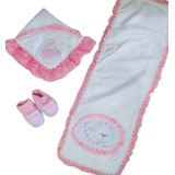 Fralda Bebe Menina Kit Com Fralda E Sapatinho Enxoval Bebê
