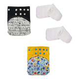 Fralda Carvão Kit 2 Calças Enxuta Roupa Bebê + 2 Absorventes