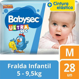 Fralda Descartável Infantil Babysec Ultra Sec Atacado Barato Tamanho Médio (m)