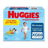 Fralda Disney Baby Tripla Proteção 66 Unidades Xg Huggies