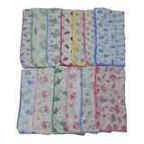 Fralda Estampada Luxo 70x70 Com Crochê Kit Com 15 Pçs
