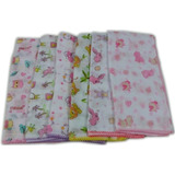 Fralda Estampada Luxo 70x70 Com Crochê Kit Com 5 Pçs