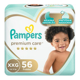 Fraldas Descartáveis Premium Care Tamanho Xxg Com 56 Unidades Pampers