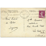 França 1937 Postal Circulado Flâmula Turismo Castelo Loire