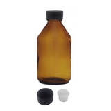 Frasco Ambar 5 Unidades 100 Ml Com Tampa Preta E Batoque