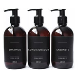 Frascos Pet Âmbar 3pçs Shampoo Condicionador