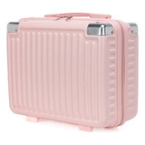 Frasqueira Viagem Necessaire Mala De Mão Reforçada Abs Cor Rosa Desenho Do Tecido Liso