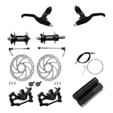 Freio Disco 160mm Bike Cubo Aluminio Gts + Manete + Cabo Kit