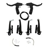 Freio V-brake Em Nylon Preto Mtb Bike C/ Manete E Cabos