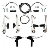 Freio V-brake Para Bicicleta C/ Manete Alumínio Polido Logan